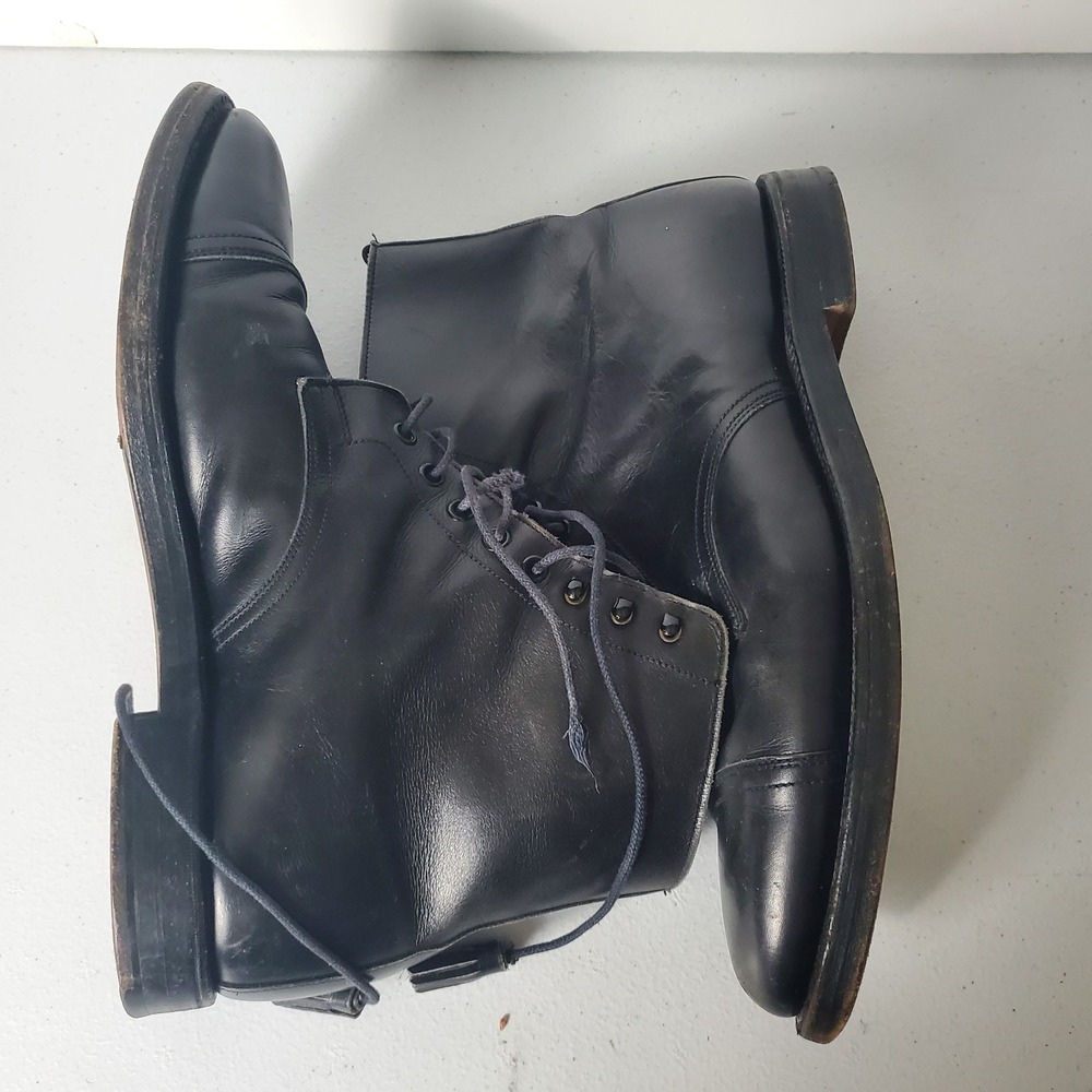 Polo Ralph Lauren Cap Toe  Ankle Boots Mens 9 D Black Lace Up Made In England - Picture 12 of 16
